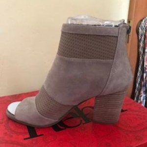 Reba Taupe Suede leather Peep Toe Heel Ankle Boots Size 8 M